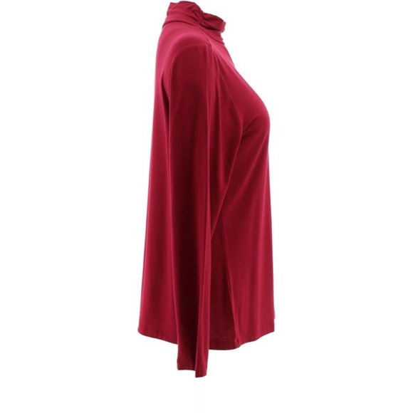 NWT BROOKE SHIELDS TIMELESS LONG SLEEVE CINCHED MOCK NECK KNIT TOP BERRY XS - Picture 4 of 8